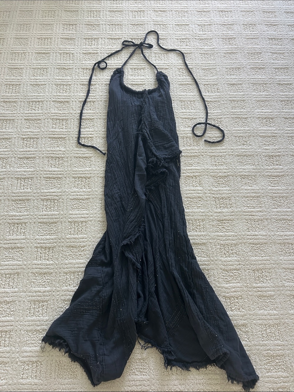 Zoya Black Backless Halter Maxi Dress